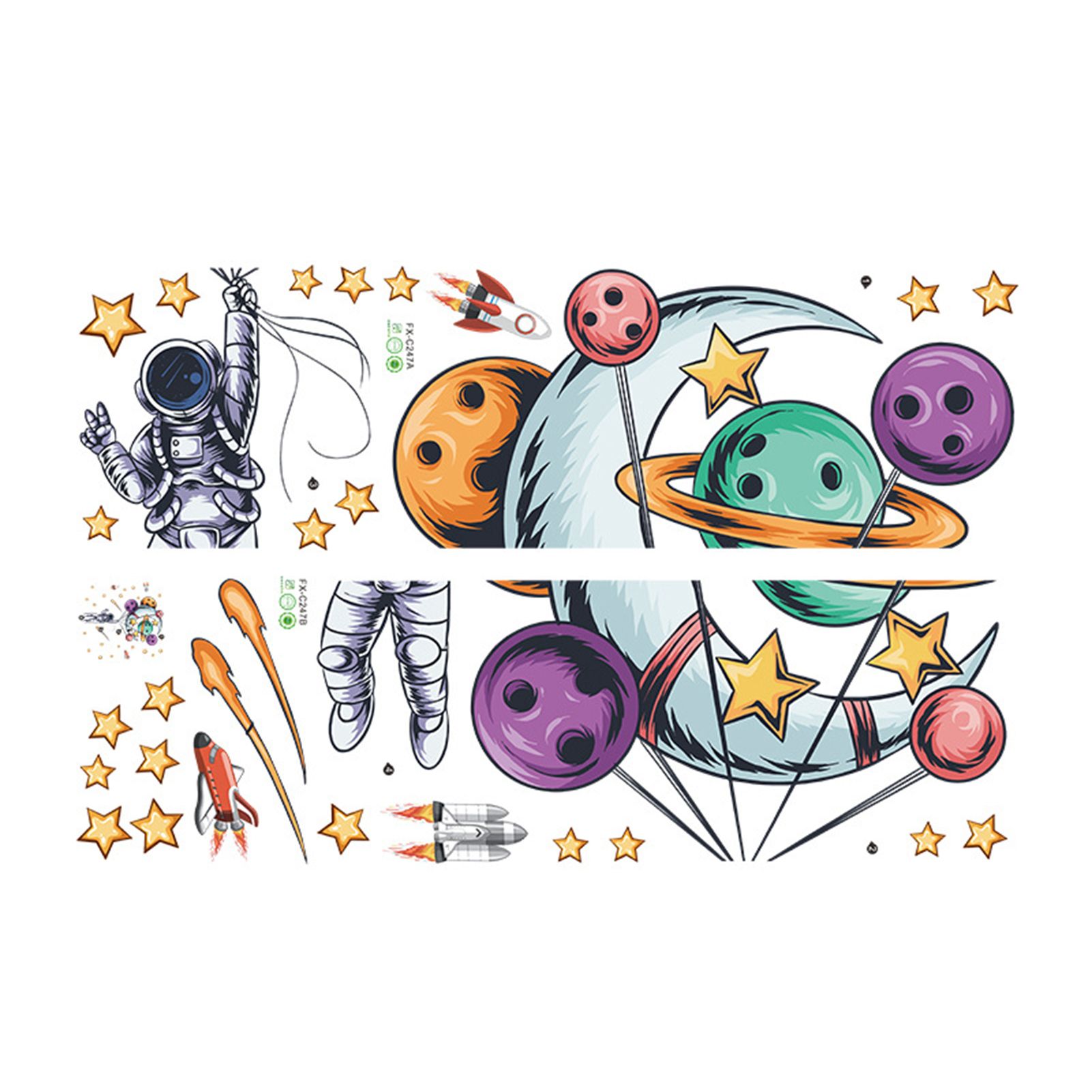 Wall Decor Anti-fade Astronaut Spaceship Rocket Wall Mural