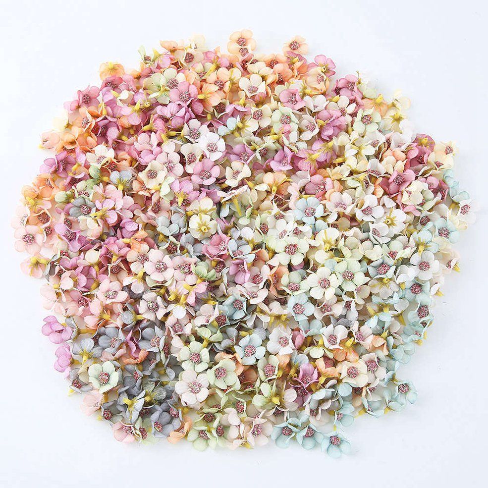 MA 50PCS/SET 2CM Daisy Flower Heads Mini Silk Artificial Flowers for Wreath