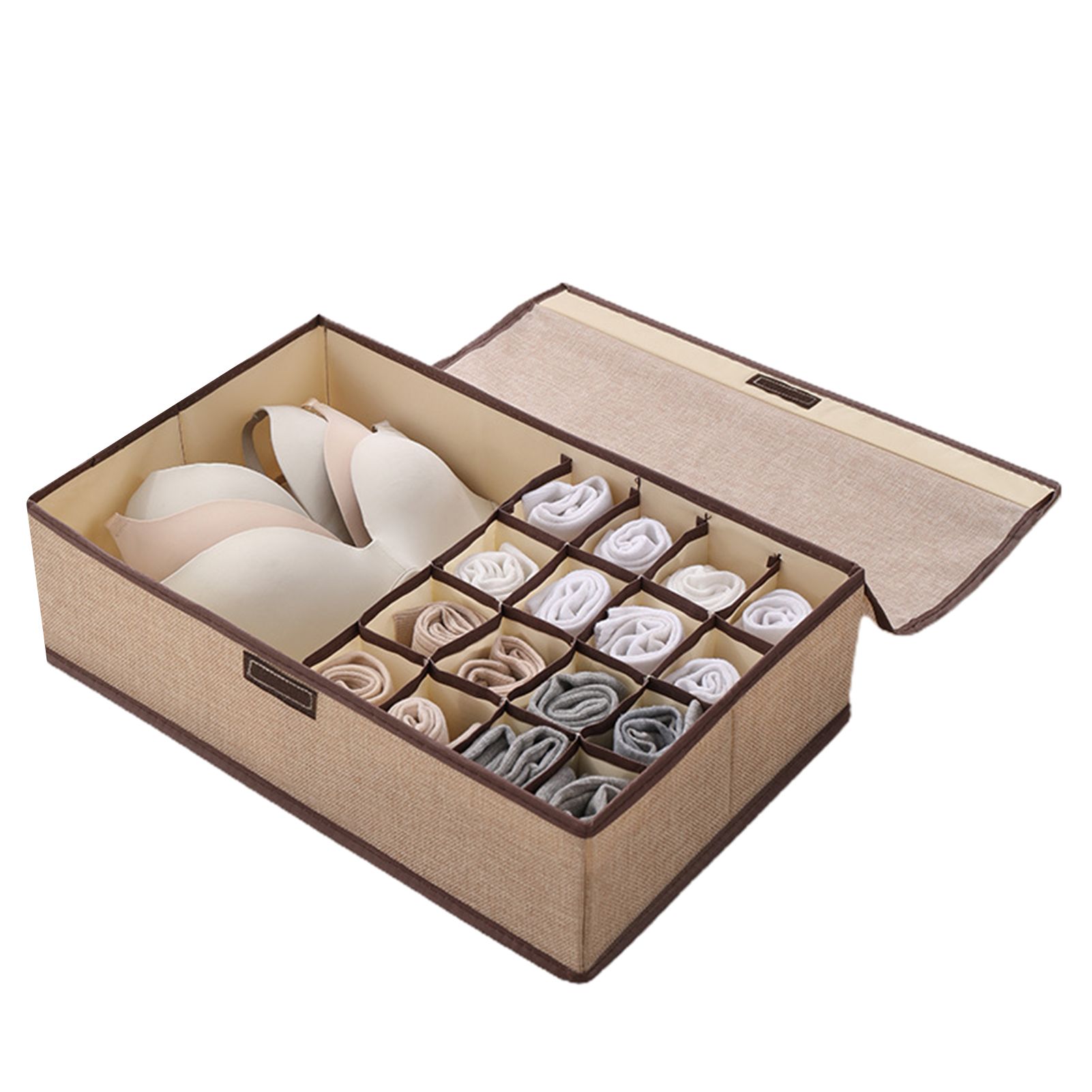 Bra Storage Box Foldable Washable Cotton Flax Large Capacity Socks Storage Case Household Supplies