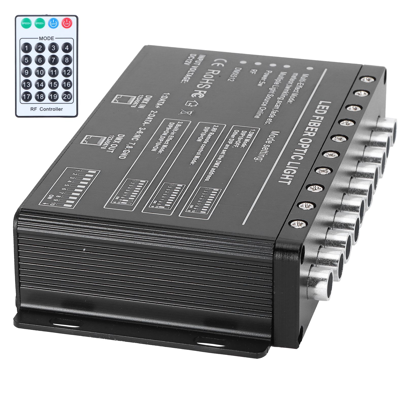 DC12V LED Fiber Optic Light With 10 Holes Remote Lighting For Home Automobile