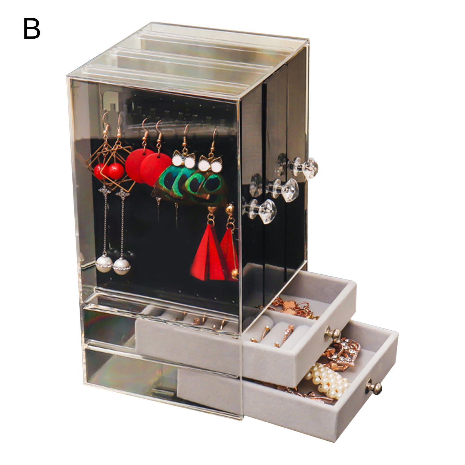Large Capacity Earring Storage Organizer Multi-functional PS Bigger Drawers Jewelry Display Box for Bracelets