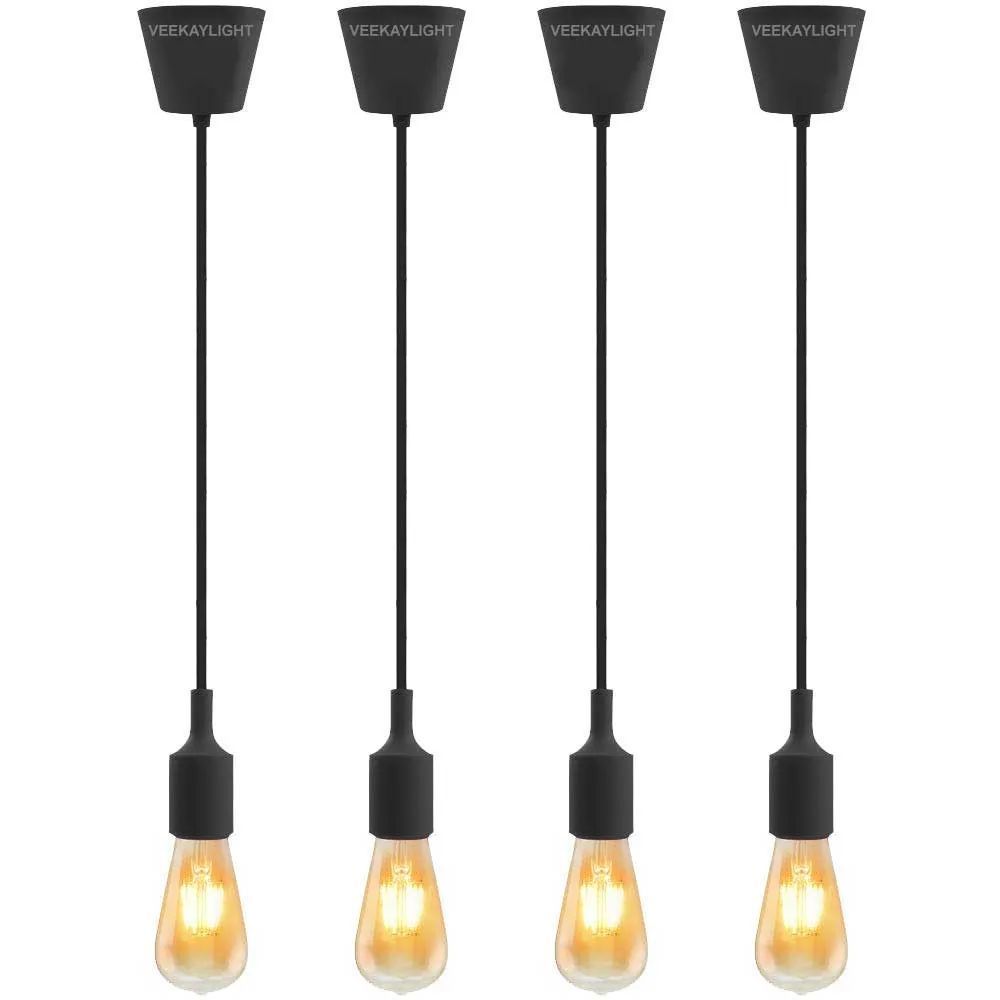 Edison Tungsten Decorative  E27 Holder Black with bulbe (4psc) set