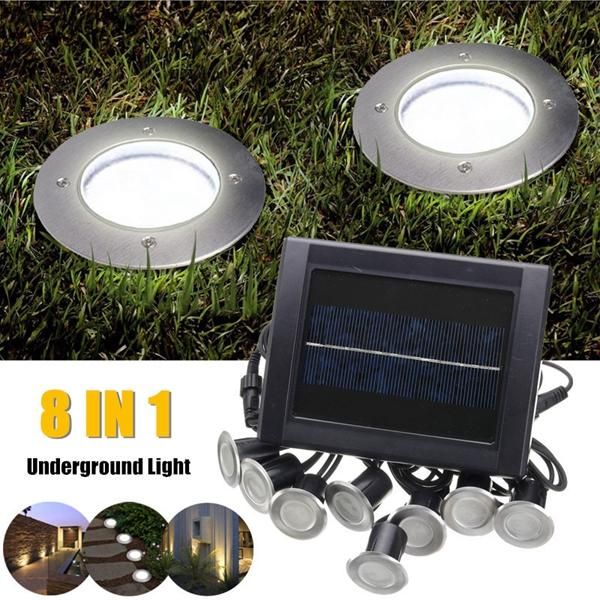 8  1 Kit LED Solar Powered Buried Light Underground Lamp Outdoor Path Garden Decking -