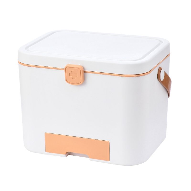 Multifunctional Storage Box First Aid Kit Organizer with Handle Portable Kits Plastic Household Emergency Kit Box-Orange