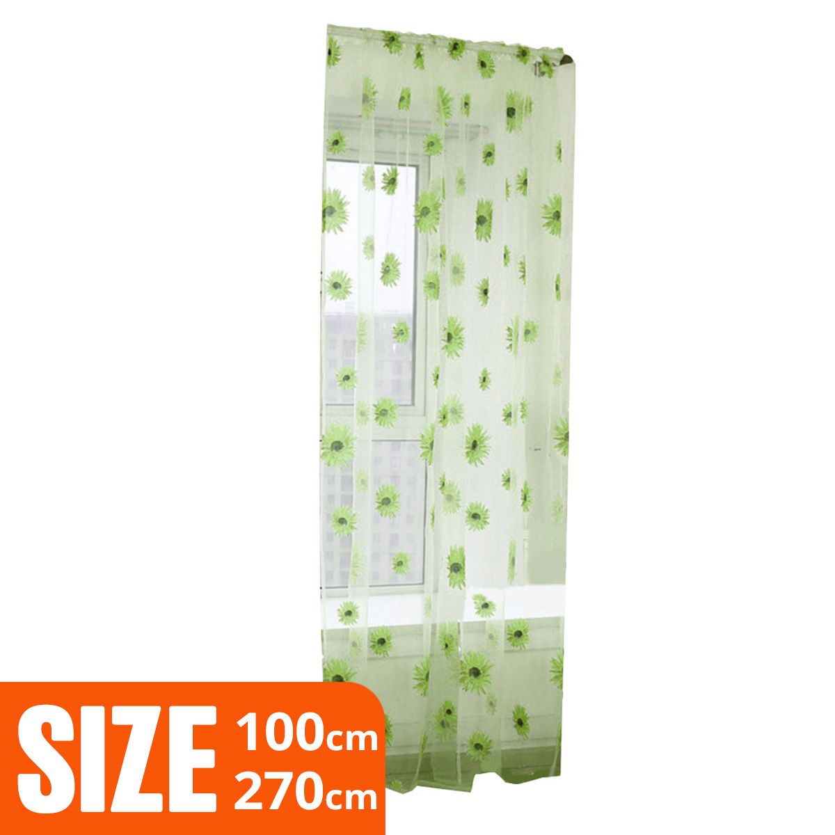 1Pc Sunflower Print Breathable Translucent Tulle Curtain Home Balcony Decor