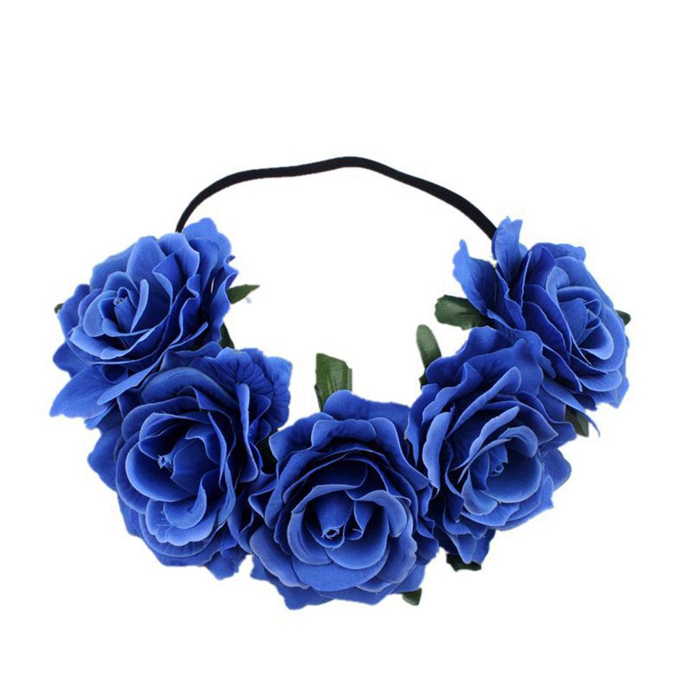 Yfashion Artificial Flower arland Rose Love Shape Wreath Headband Silk Rose Wedding Car Decor