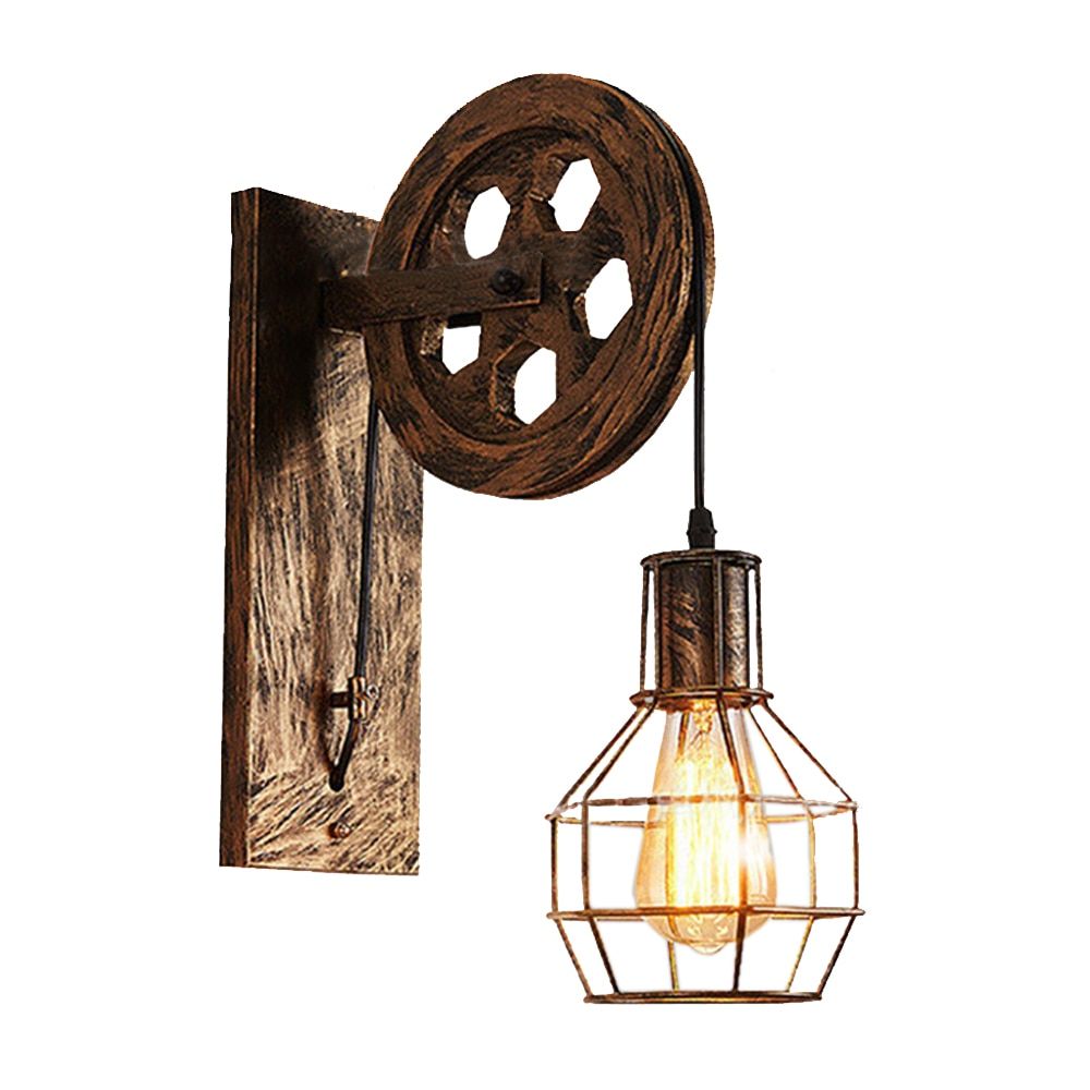 Edison Wall Socket Vintage Rope Wall Lamp Wood Wall Lamp E27 110V 220V Indoor Loft Outdoor corridor Wall Lights Industrial Sconc