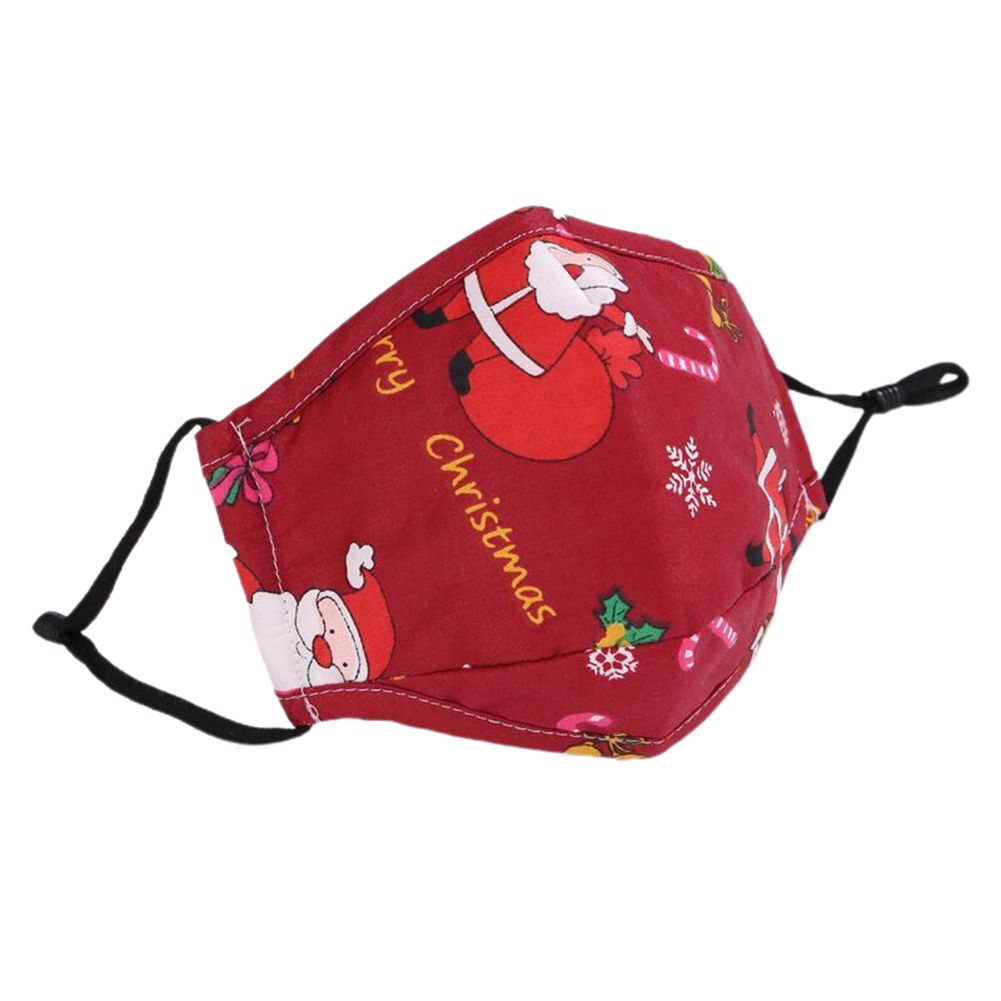Autumn Christmas Fashion Floral Print Santa Claus Pattern Dust Proof Face Cover