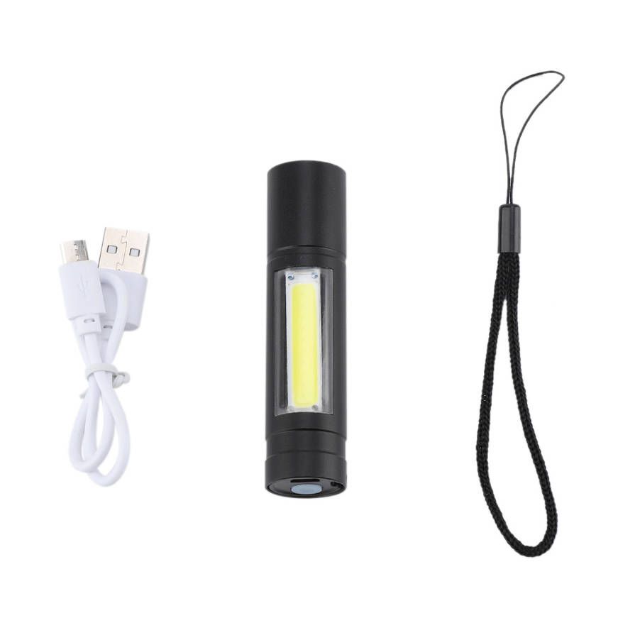 Rechargable Waterproof Zoom XPE + COB LED Pocket Small Penlight 3 Modes Flashlight Projector