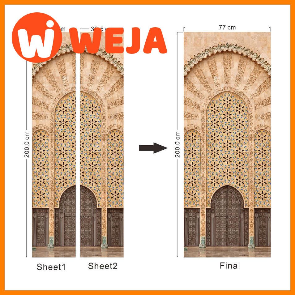 Retro Church 3D Wallpaper Door Sticker Home Design Door Decoration Poster Waterproof Self-Adhesive European Archway Mural Decals