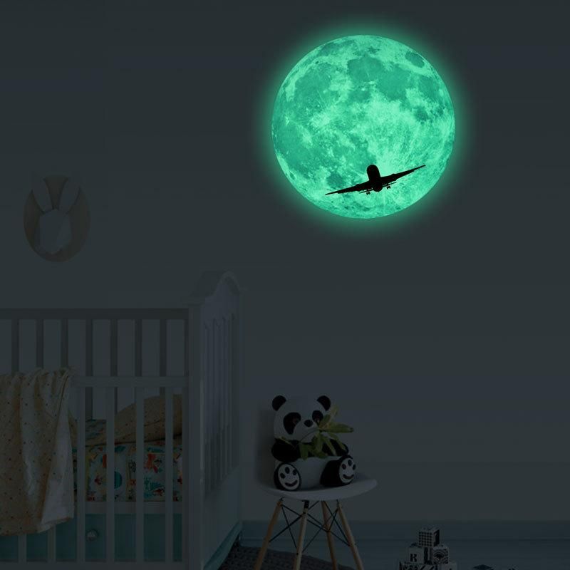 30Cm Large Moon Glow  The Dark wall Stickers  DIY Luminous Art Mural Sticker Home Decoration Pegatinas Pared Decals # Star and moon - Star and moon