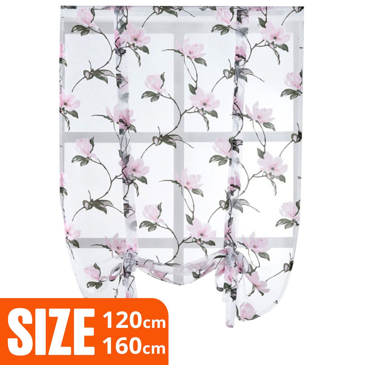 Flowers Curtain Kitchen Valance Tulle Sheer Bedroom Window Drape Home Decor