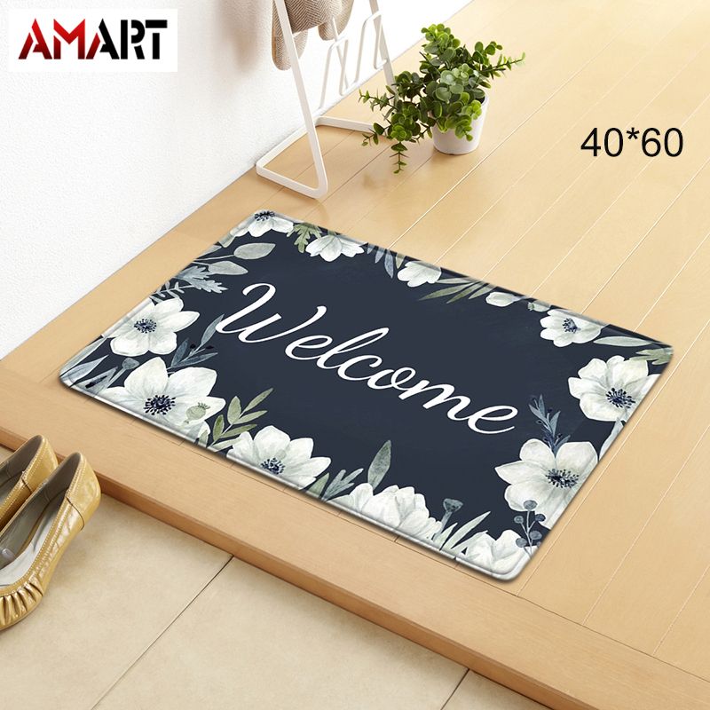 Welcome Doormat Entrance Anti-Slip Mat Hallway Printed Carpet For Room Bedroom Home Kitchen Absorbent Pad