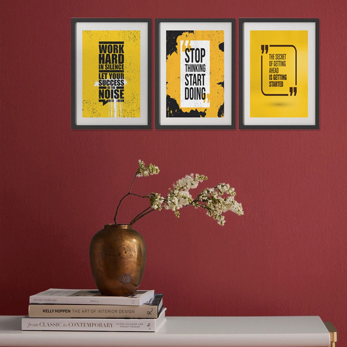 3 pcs motivational quote photo frame set for wall decor