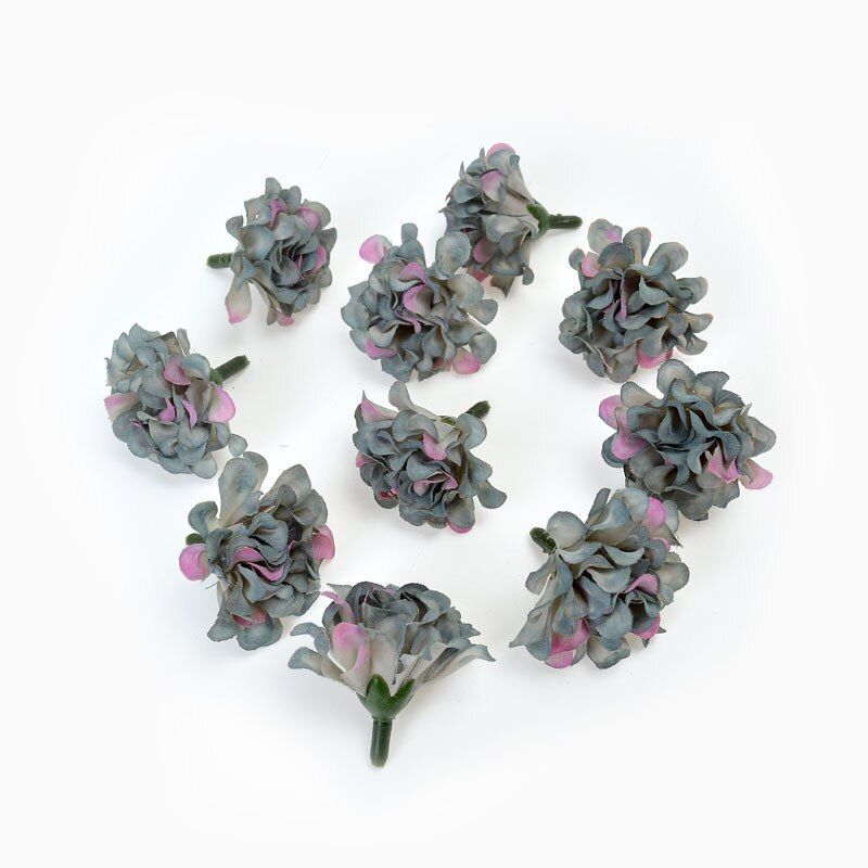 10pcs 4cm Hydrangea Artificial Flower Silk Mini Flower Head Wedding Party Home Decoration DIY Wreath Gift Box Fake Flower Decor