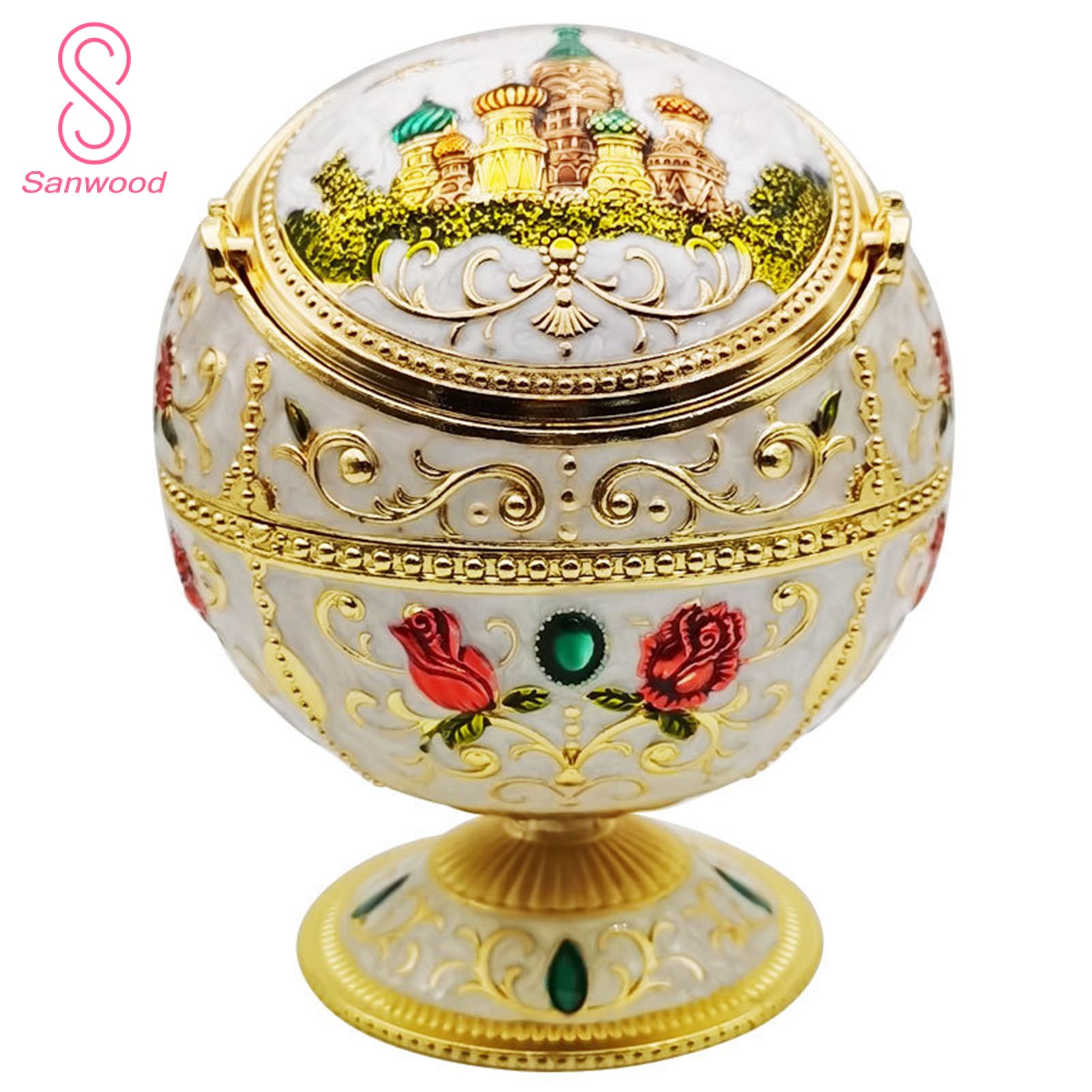 Ash Tray Windproof Vintage Zinc Alloy Fancy Gift Ashtray Storage for Living Room