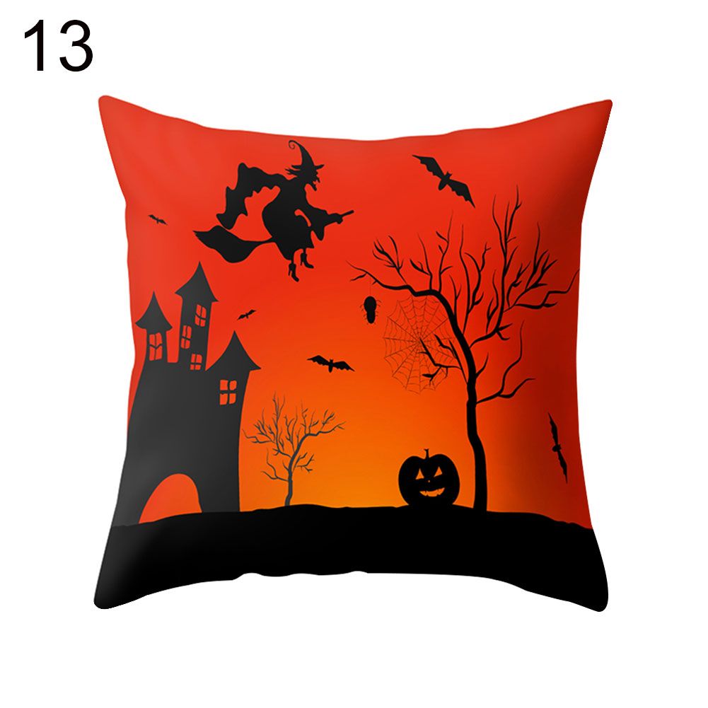 Happy Halloween Pumpkin Ghost Pillow Case Cushion Cover Sofa Bed Car Cafe Decor