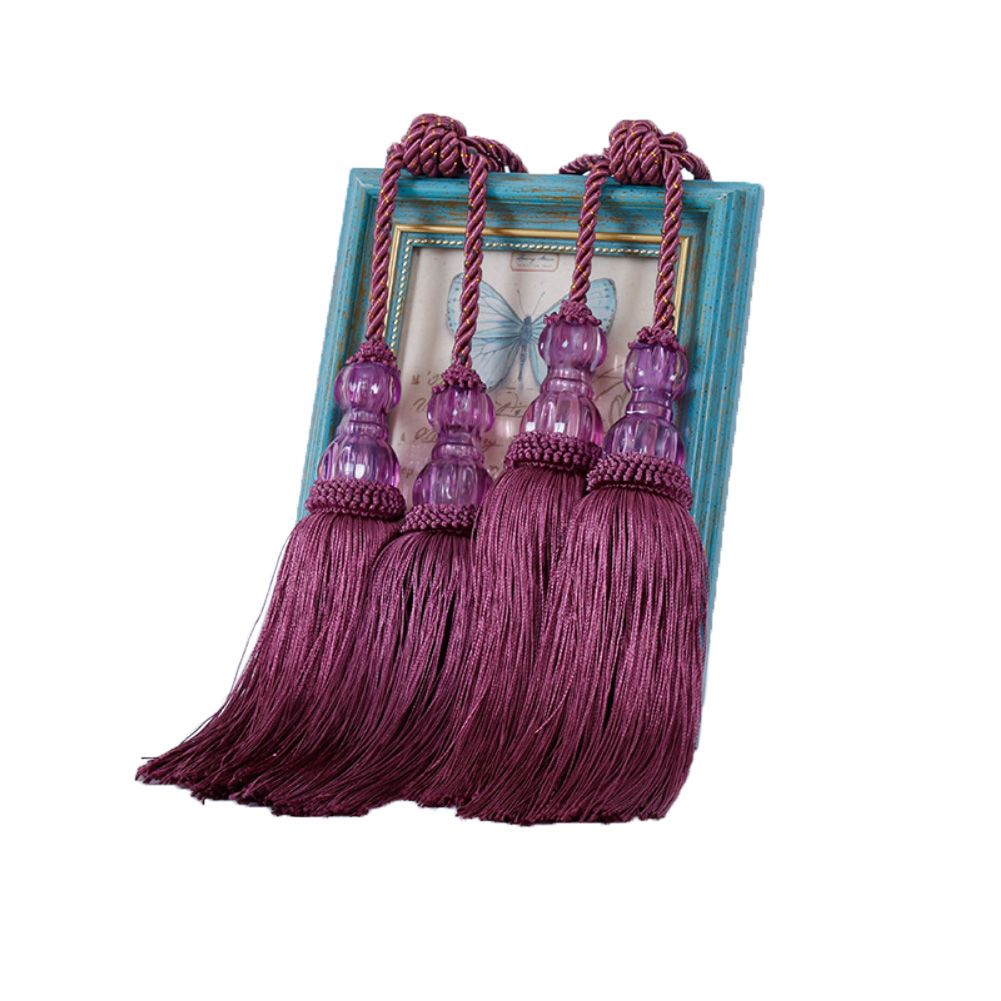 Faux Crystal Ball Tassel Curtain Tieback Rope Home Office Windows Fringe Drapery