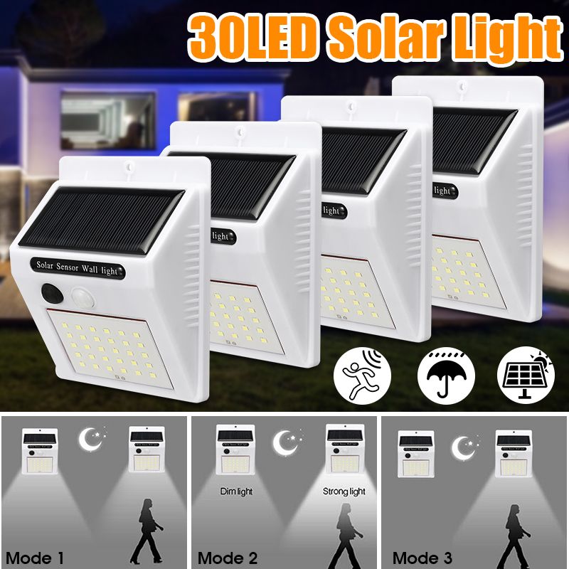 Decorate Your Life 1Pc Outdoor 30 LED Solar Sensor Wall Light Solar Wall Lamp PIR Motion Sensor Waterproof IP65 Garden Light Wall Light Outdoor Security Night Lights