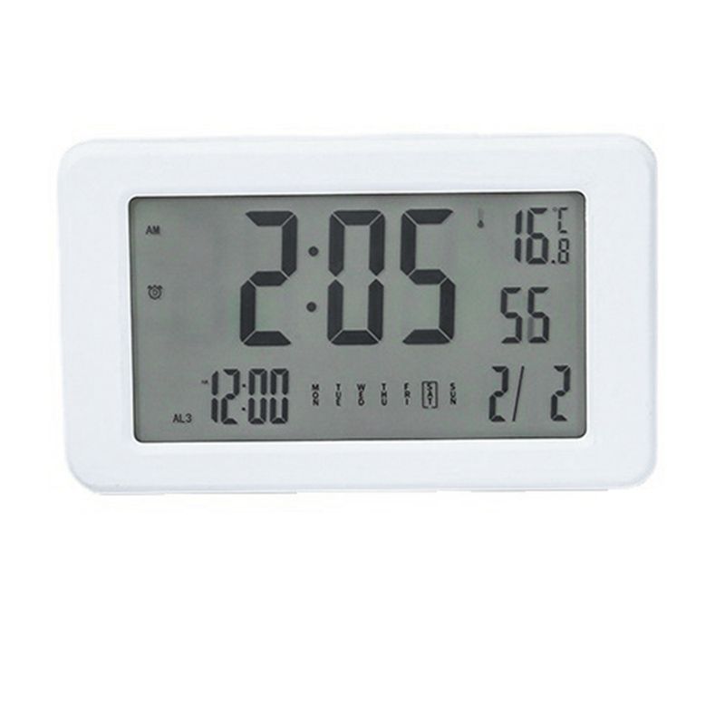 Digital Alarm Clock LCD Temperature with Backlight for Home White