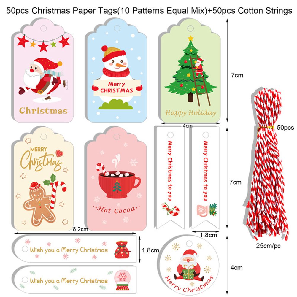 GC 50 pcs/set Painted Christmas Tags Kraft Paper Cards Diy Party Gift Packaging Tag specification:Series 1