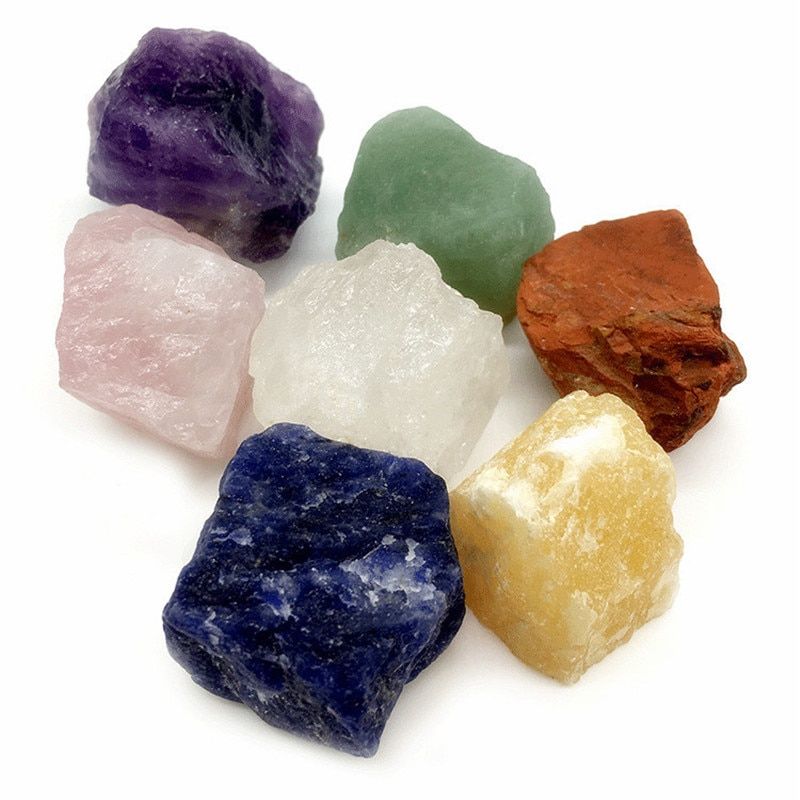 Chakra Stones - 7pcs /set Reiki Healing Crystal with Engraved Chakra Symbols Holistic Balancing Polished Palm Stone Set STO04