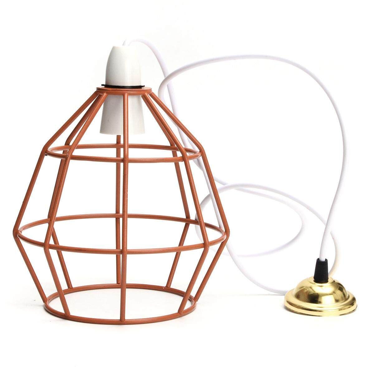 B22 Edison Vintage Metal Cage Frame Ceiling Fixture Pendant Light Lampshade Bulb
