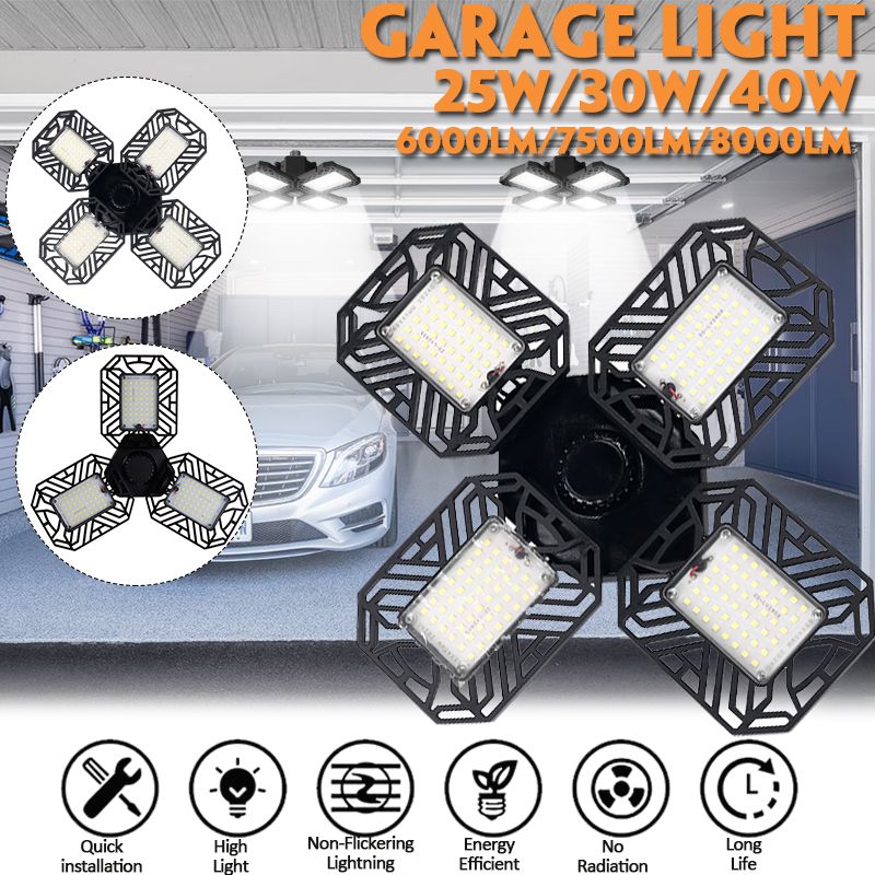 Light up life 25/30/40W 3-Leaf/4-Leaf Indoor LED Garage Lights Super Bright Adjustable LED Garage Ceiling Light