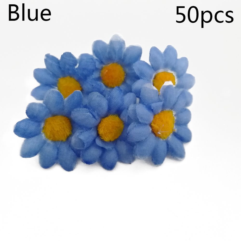 50pcs Artificial Spring Gerbera Daisy Flowers Heads Sunflower DIY Cake/Wedding Party Decoration Artificial Flowers Craft