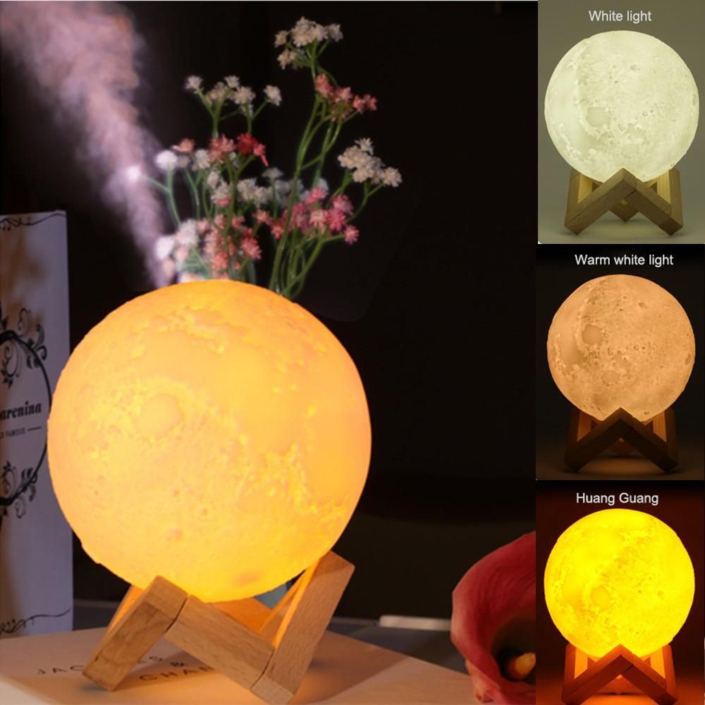 Hossen_3D Moon Lamp USB Rechargeable Air Humidifier for Room Office Decaration