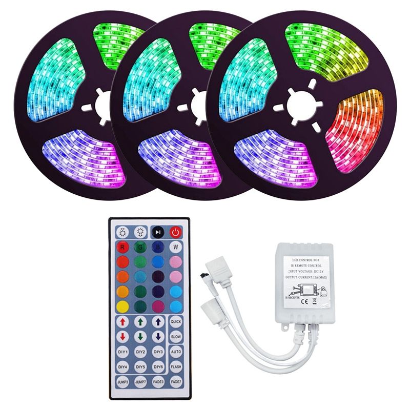 JAERBEE 15M RGB LED Strip Light 3528 Waterproof 900LEDs Flexible LED Light Strip with 44 Key Remote for Bedroom Christmas