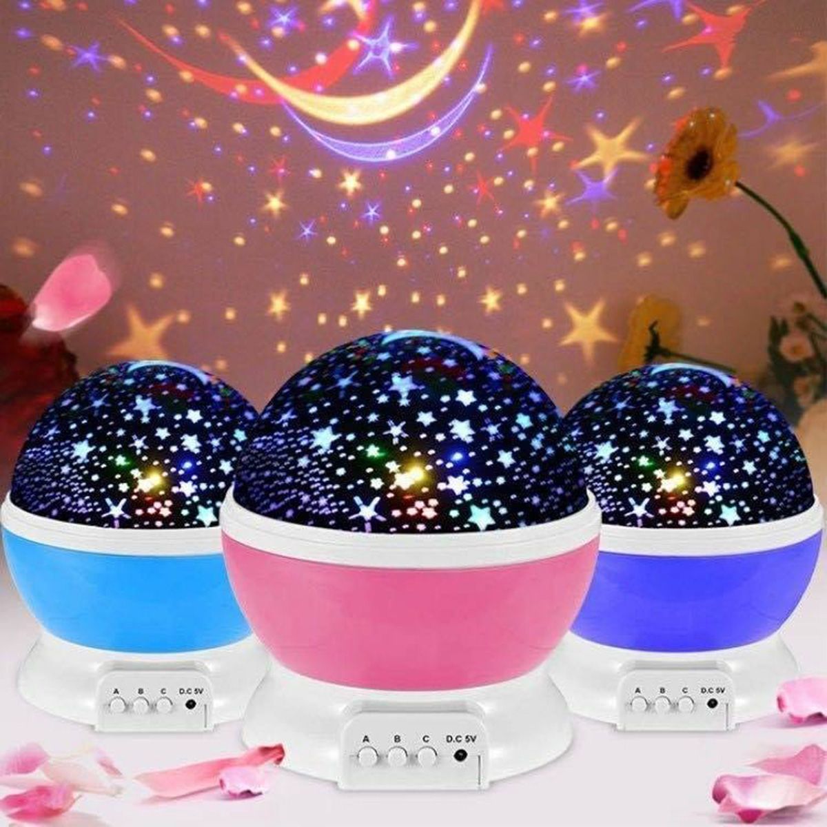 Star Master I iFlashDeal Moon Lamp 360° Rotating Starry Sky Light LED Table Lamp Sky Projector Night Lamp Light for Children Room Decor Gifts Festival