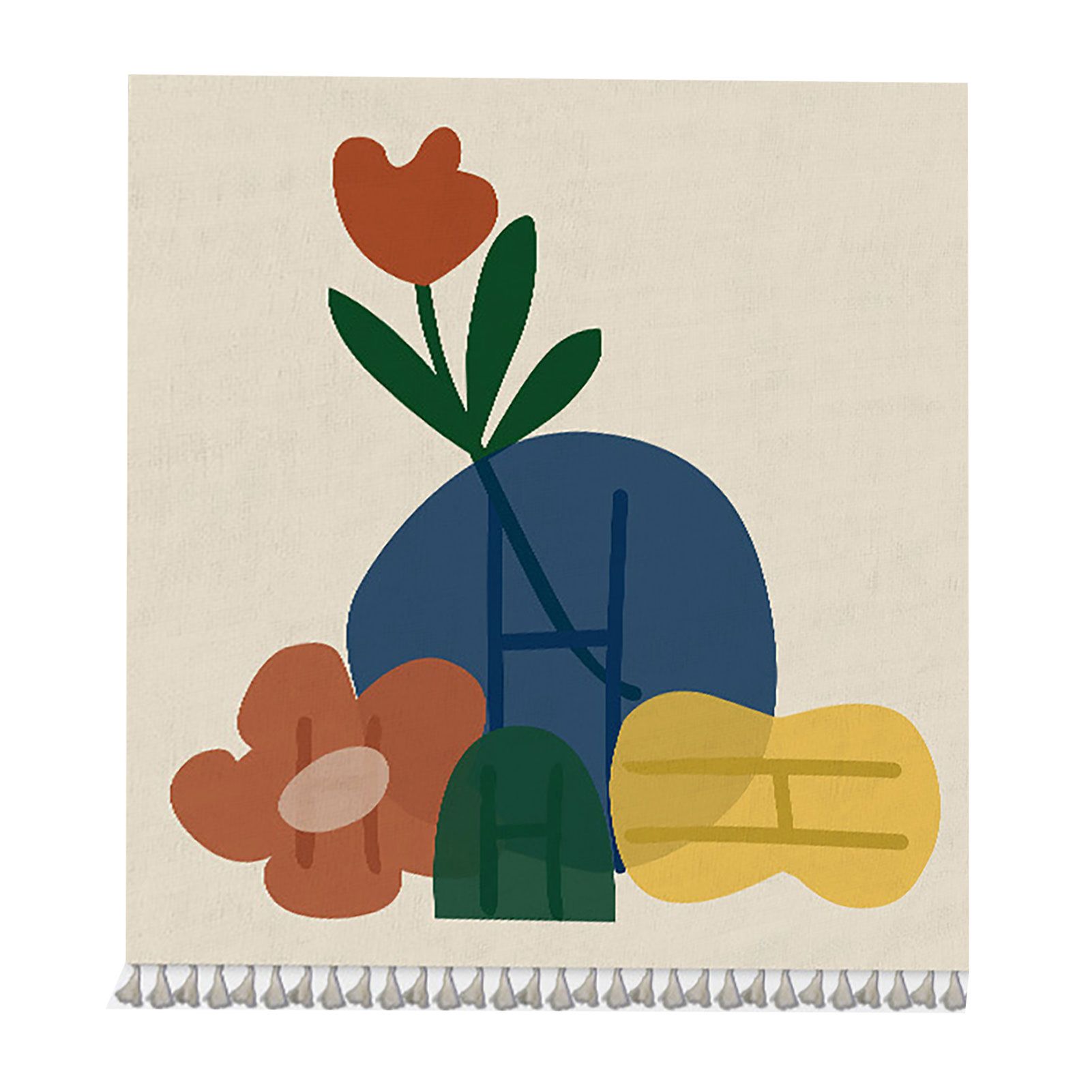 Short Curtain Decorative Nice-looking Punch Free Tassel Printed Wardrobe Cover Half-curtain for Home