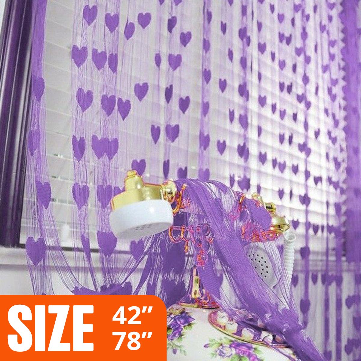 Heart 2 Piece Polyester Window or Doorway Curtain Set- Multicolor