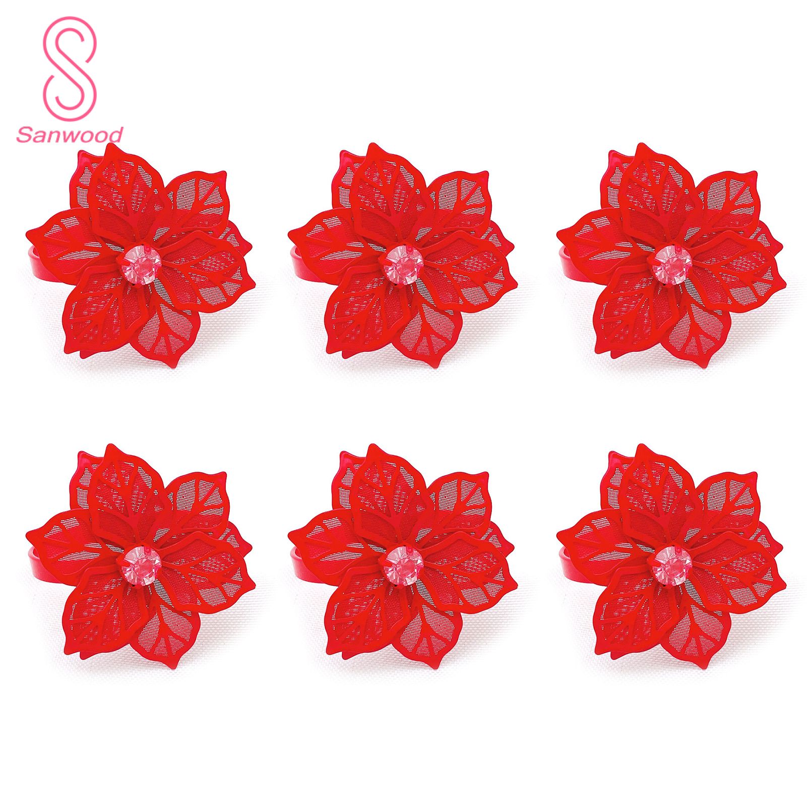 Serviette Circle Anti-deform Hollow Out Flower Adornment Napkin Ring