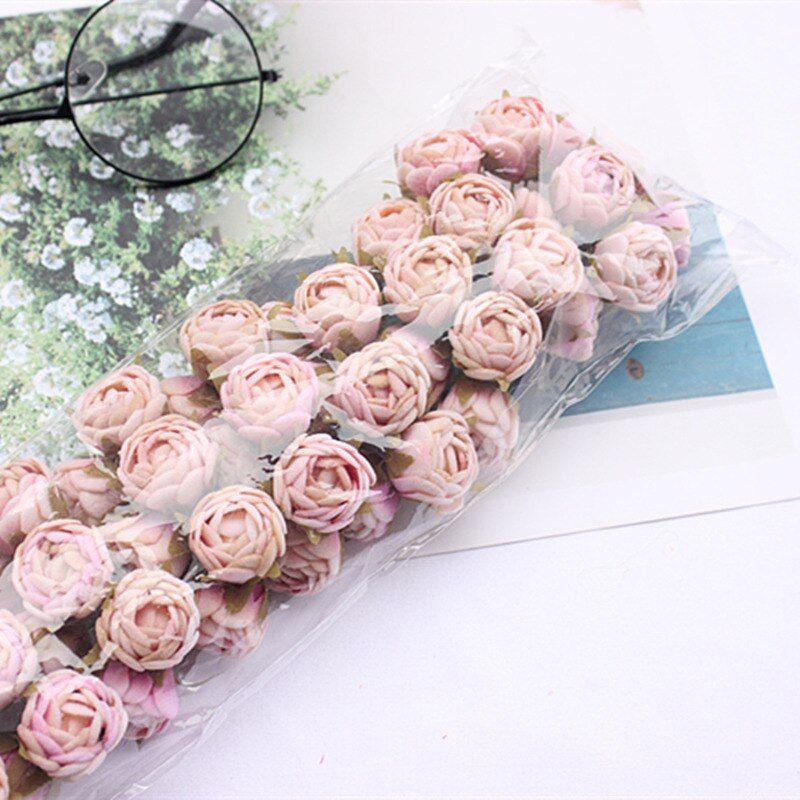 60pcs  artificial rose small bouquet bride wedding flower flower Christmas home living room decoration flower