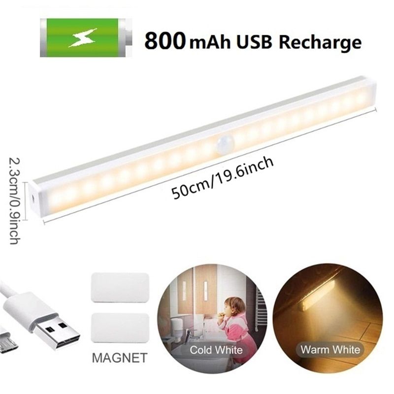 Rechargeable Motion Sensor Wireless LED Night Lights Bedroom Light Detector Wall Decorative Lamp Staircase Closet Room Lighting