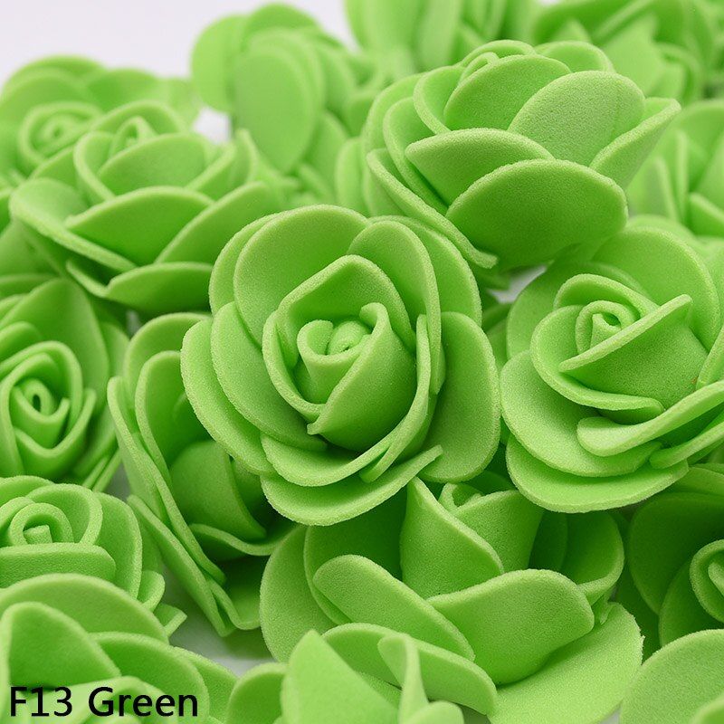 100pcs 14colors PE Foam Flower Head DIY Handmade Wedding Flower Girl Wreath Candy Box Accessories Jewelry Artifical Rose Flowers