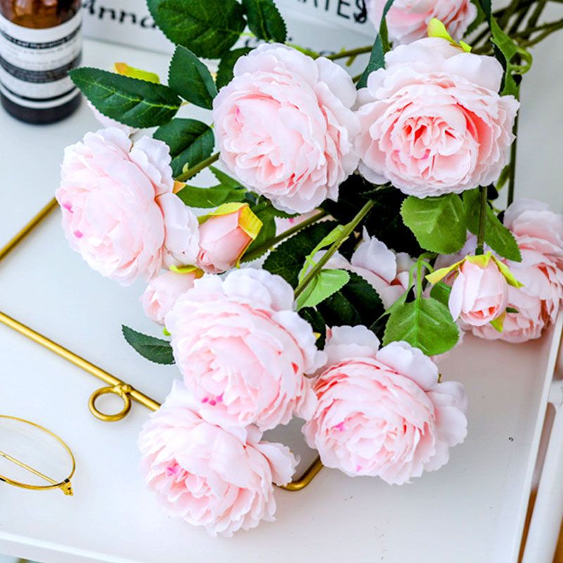 Houseeker 3 Heads Lovely Peony Silk Artificial Flowers Wedding Home Decorations DIY Fake Flowers for Living Room Garden Decor #20