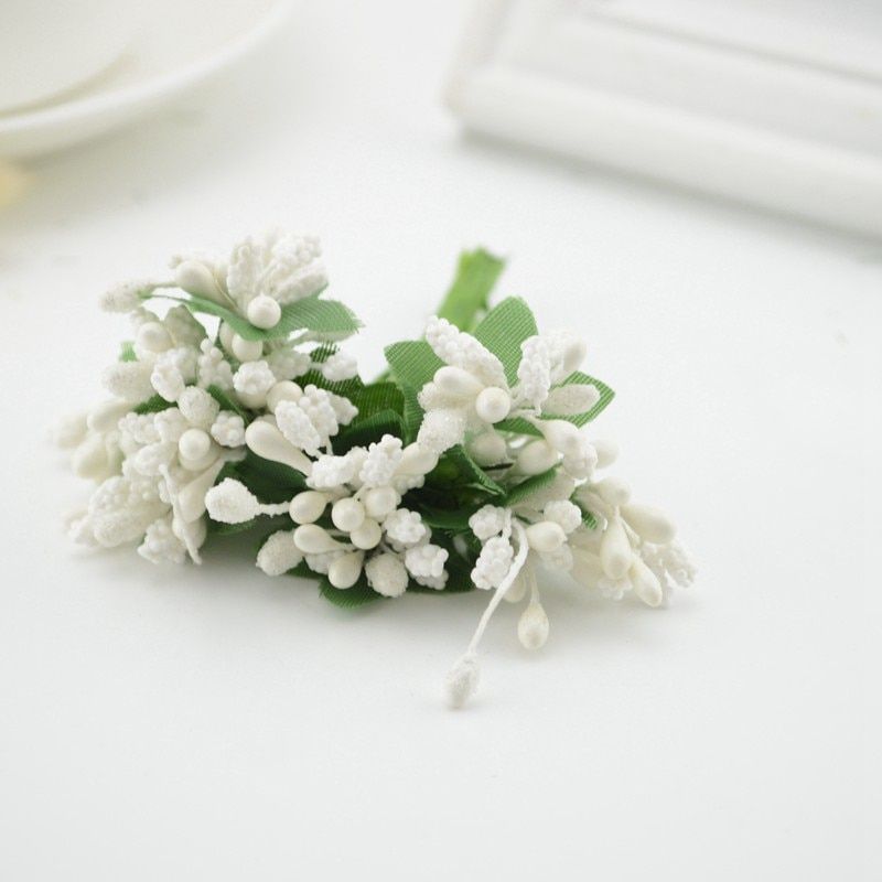 12pcs Mulberry Silk Party berry stamen leaf Cheap Artificial Flowers Decoration DIY head wreaths corsage fake flower wedding box