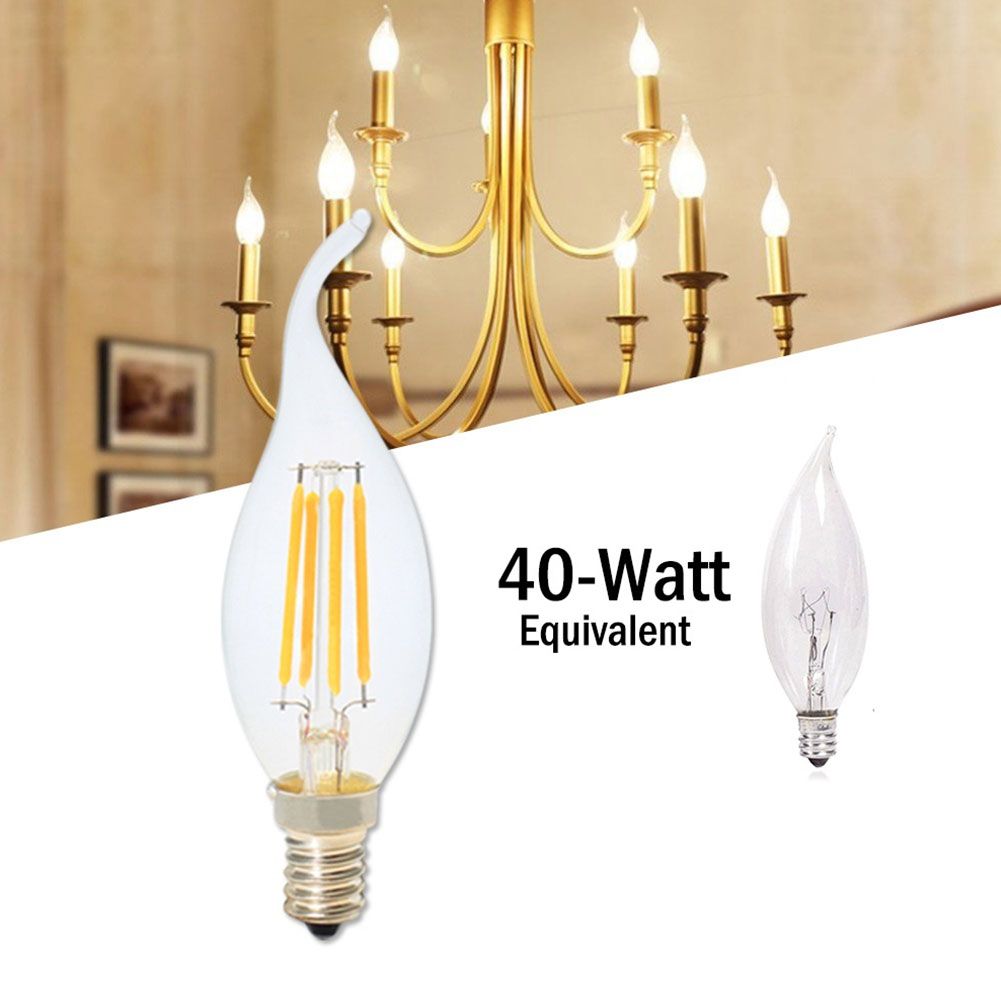 C35 Flame Shape Bent Tip E14 Base 4W LED Energy Saving Filament Light Bulbs