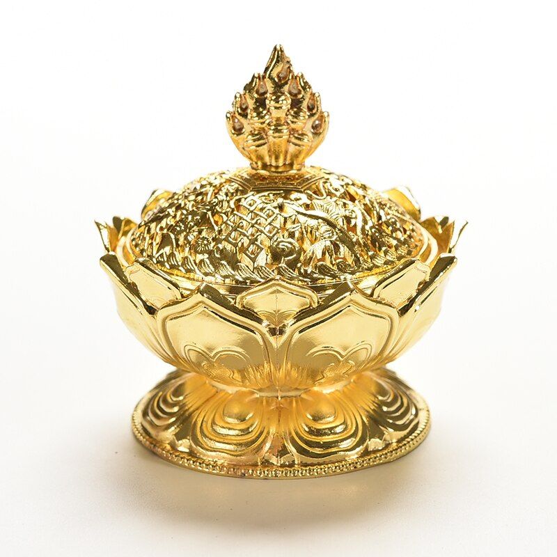 7.8*7.2*6.0cm Tibetan Lotus Incense Burner Alloy Bronze Mini Incense Burner Incensory Metal Craft Home Decor