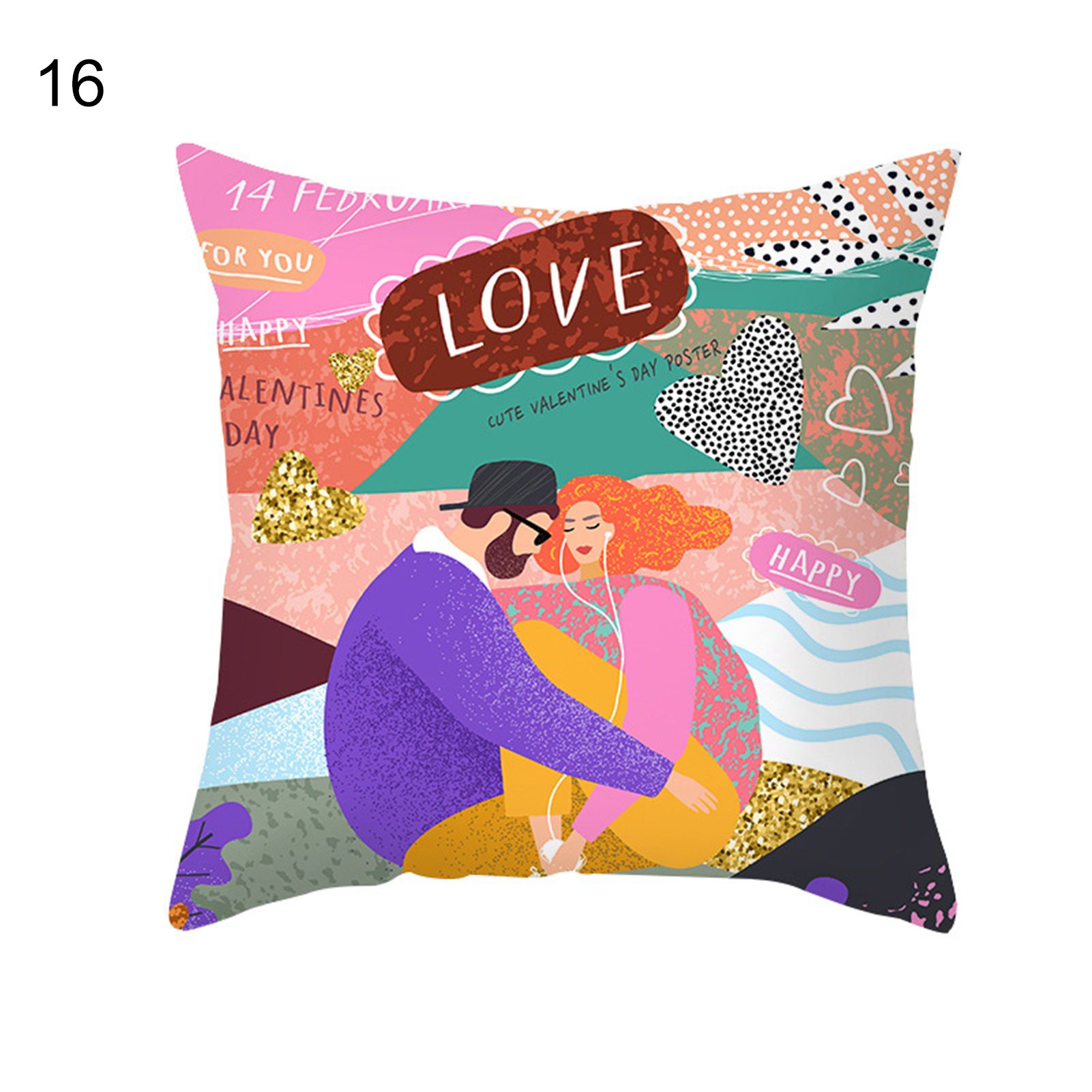 Cushion Cover Soft Valentine's Day Sofa Printing lowcase