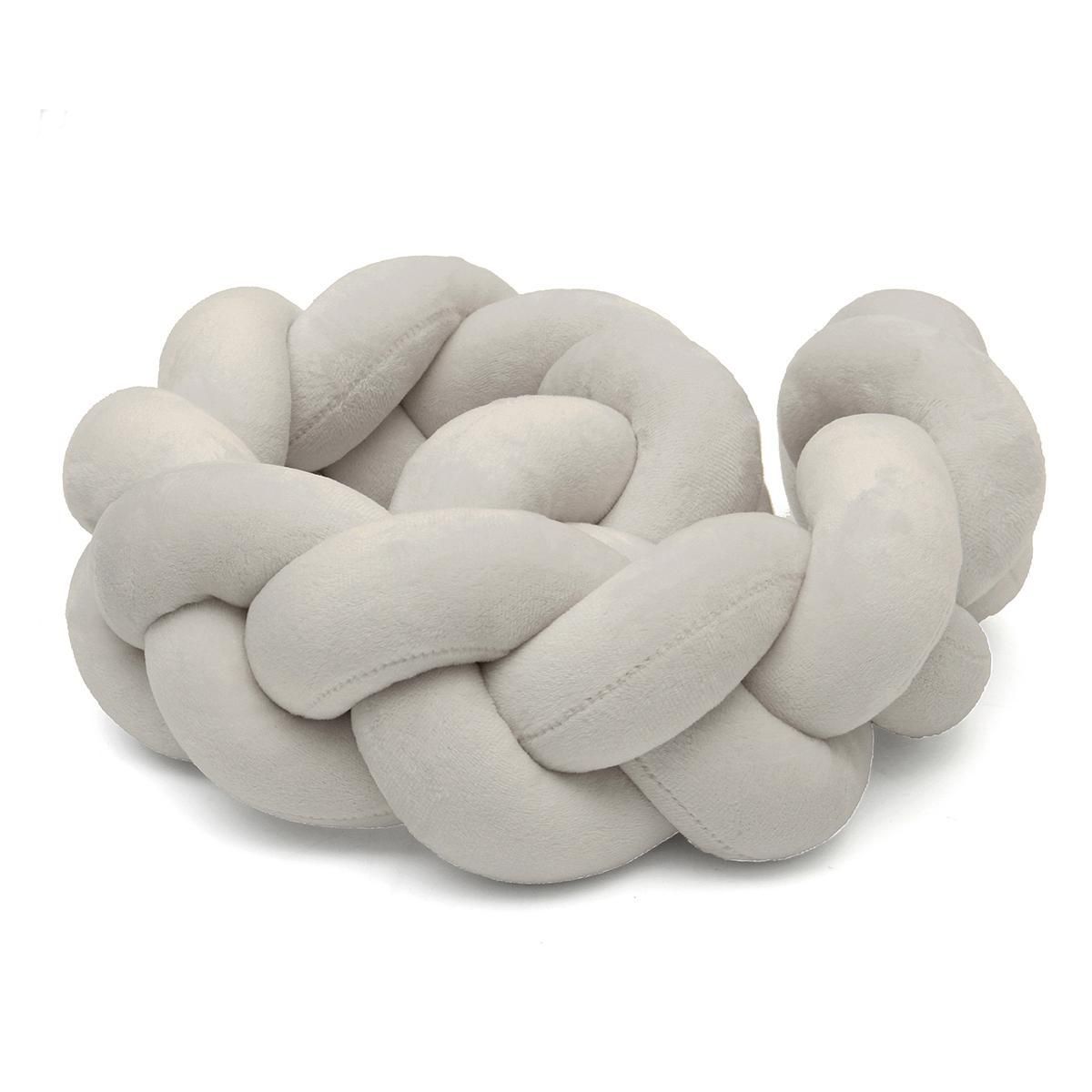 Gray 1m Weave Long Strip Knot Ball Pillow Creative Baby Room Decoration Soft