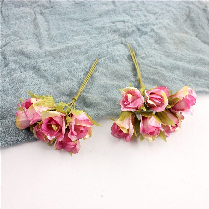 60pcs/Artificial rose silk flower European bouquet fake flower small bud rosewedding and family party decoration