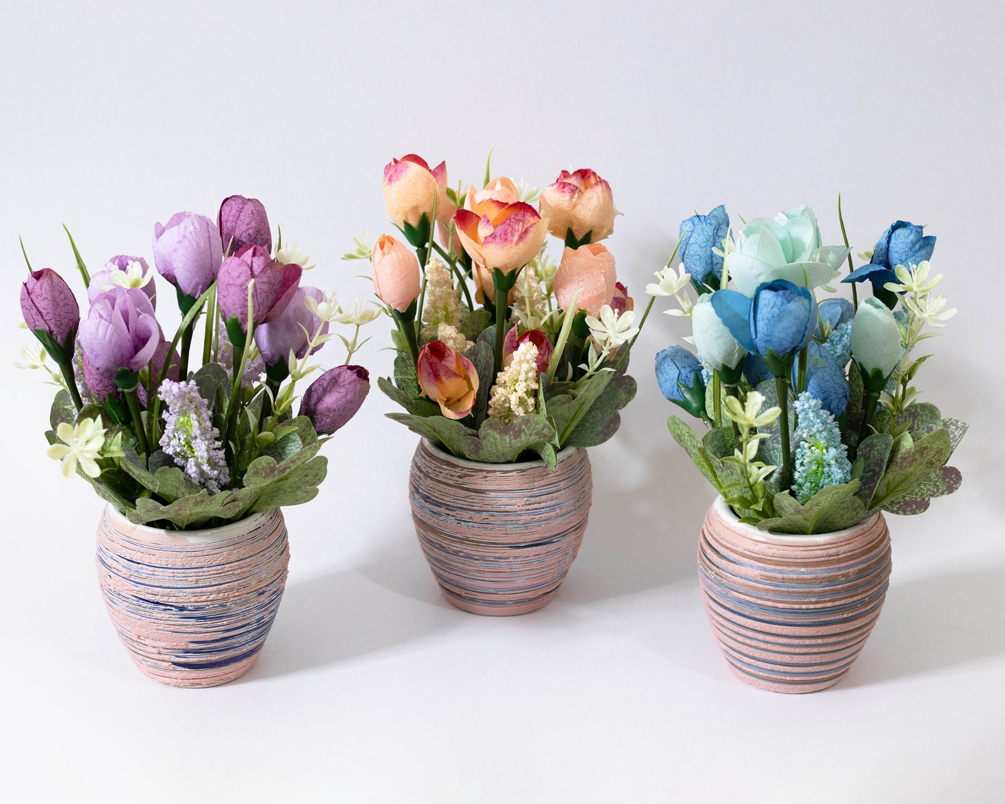 1pcs Multi-color Ceramic Type Pot with Artificial Flower Arrangement