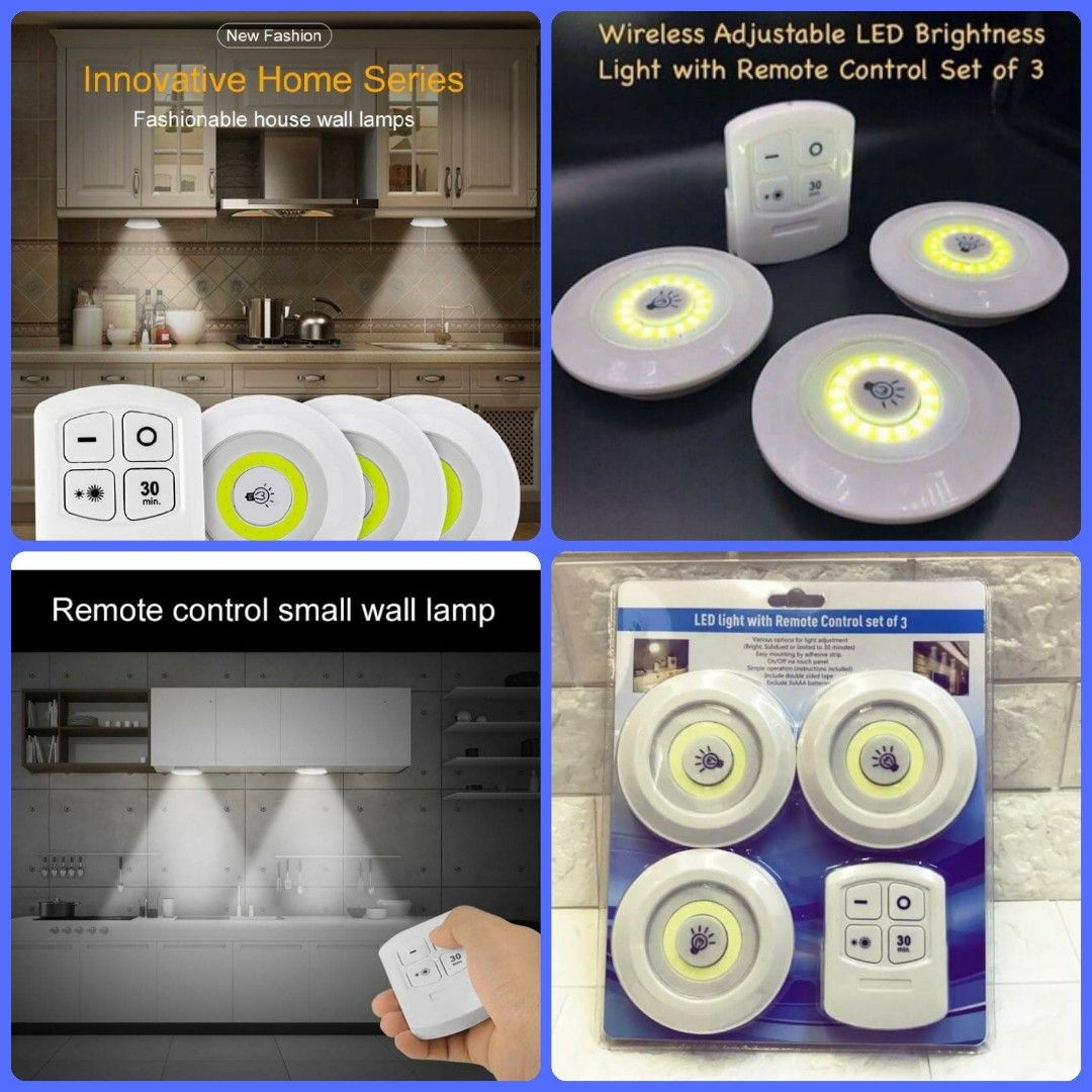 3pcs Led Light +1pcs Remote Control Pat Pat COB Night Light Cabinet Light Led 5V Pregnant Baby Lamp LED Wall Lights Lamp Set