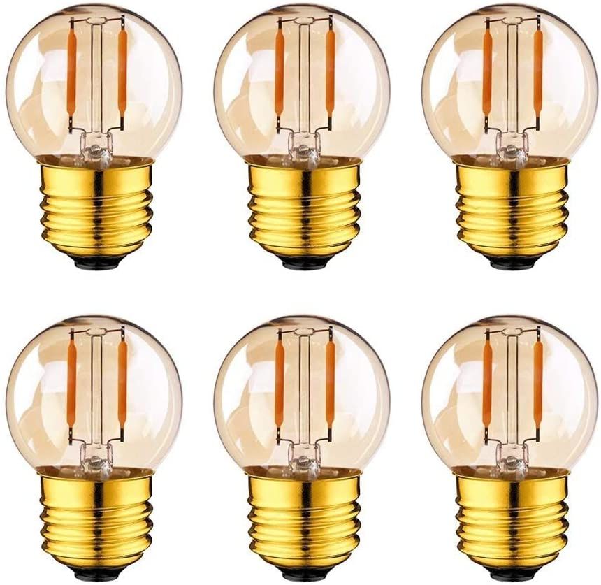 G40 LED Filament Mini Globe Light Bulb 1W Gold Warm White 2200K Amber Class 110-220V E27 Candelabra Bulb for Outdoor Living Room