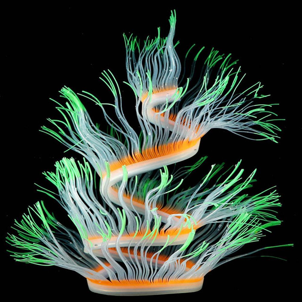 Yfashion Aquarium Decorations Fish ank Landscaping Silicone Coral ulation Actinian Fluorescent Ornament Non-oxic Safe for All Fish and Pets