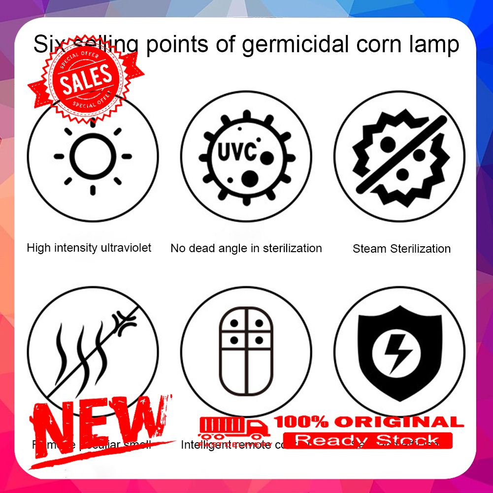 40W E27 UVC LED RC 110/220V Ultraviolet Sterilization Light Germicidal Lamp